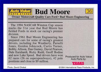 1994 Traks Auto Value #36 Bud Moore Back