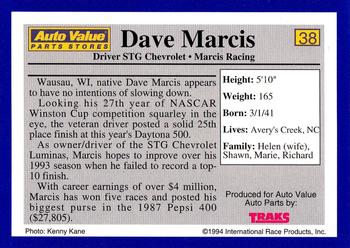 1994 Traks Auto Value #38 Dave Marcis Back
