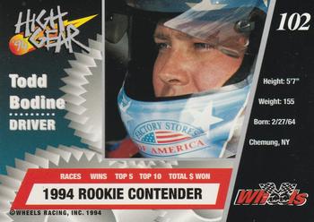 1994 Wheels High Gear - Day One Silver #102 Todd Bodine Back