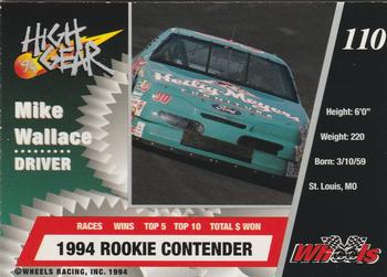 1994 Wheels High Gear - Day One Silver #110 Mike Wallace Back