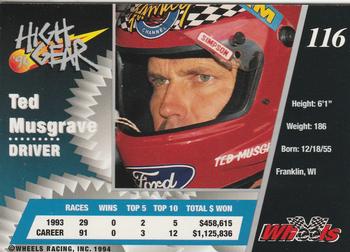 1994 Wheels High Gear - Day One Silver #116 Ted Musgrave Back