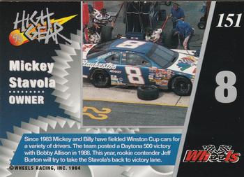1994 Wheels High Gear - Day One Silver #151 Mickey Stavola Back