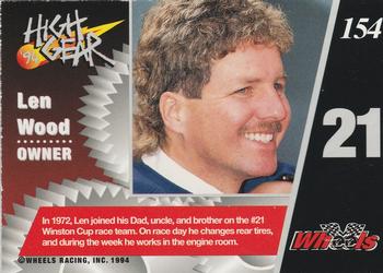 1994 Wheels High Gear - Day One Silver #154 Len Wood Back