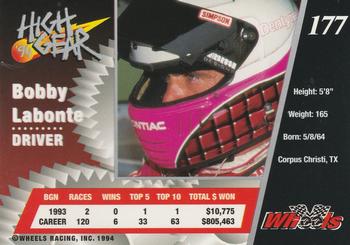 1994 Wheels High Gear - Day One Silver #177 Bobby Labonte Back