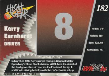 1994 Wheels High Gear - Day One Silver #182 Kerry Earnhardt Back