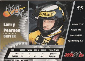 1994 Wheels High Gear - Gold #55 Larry Pearson Back
