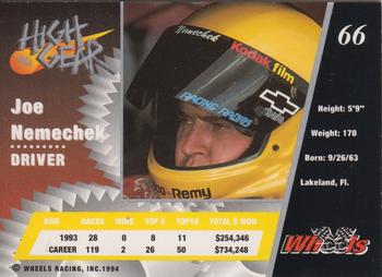 1994 Wheels High Gear - Gold #66 Joe Nemechek Back