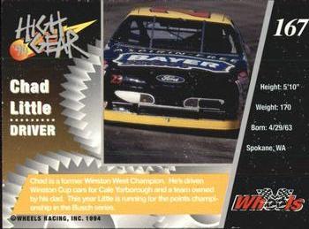 1994 Wheels High Gear - Gold #167 Chad Little Back