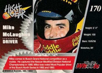 1994 Wheels High Gear - Gold #170 Mike McLaughlin Back