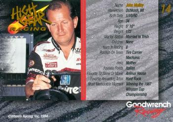 1994 Wheels High Gear Power Pack Team Set Goodwrench Racing #14 John Mulloy Back
