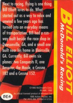 1995 Action Packed Winston Cup Preview - Bill Elliott Salute #BE4 Bill Elliott's Airplane Back