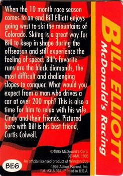 1995 Action Packed Winston Cup Preview - Bill Elliott Salute #BE6 Bill Elliott Skiing Back
