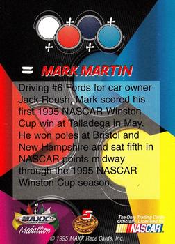 1995 Maxx Medallion #5 Mark Martin Back