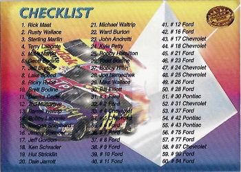 1995 Maxx Medallion - Blue #61 Checklist Card Front