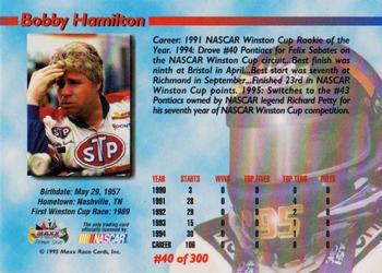 1995 Maxx Premier Series #40 Bobby Hamilton Back