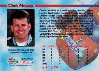 1995 Maxx Premier Series #141 Chris Hussey Back