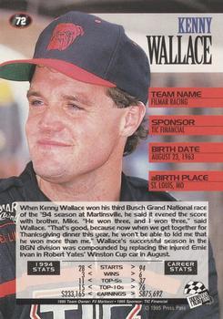 1995 Press Pass - Red Hot #72 Kenny Wallace Back