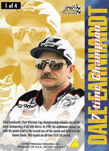 1996 Action Packed Credentials - Box Topper Jumbos #1 Dale Earnhardt Back