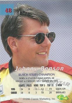 1996 Classic - Silver #48 Johnny Benson Back