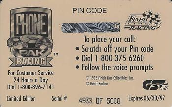 1996 Finish Line Phone Pak - $2 Signature #NNO Geoff Bodine Back