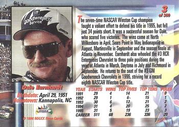 1996 Maxx Premier Series #3 Dale Earnhardt Back