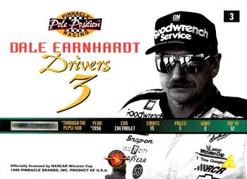 1996 Pinnacle Pole Position #3 Dale Earnhardt Back