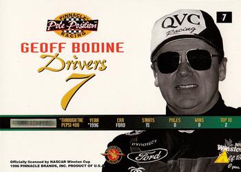 1996 Pinnacle Pole Position #7 Geoff Bodine Back