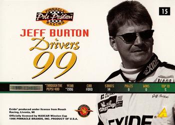 1996 Pinnacle Pole Position #15 Jeff Burton Back
