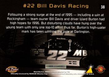 1996 Pinnacle Pole Position #38 Ward Burton's Car Back