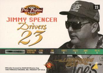 1996 Pinnacle Pole Position - Lightning Fast #23 Jimmy Spencer Back