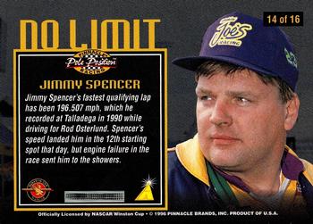1996 Pinnacle Pole Position - No Limit #14 Jimmy Spencer Back