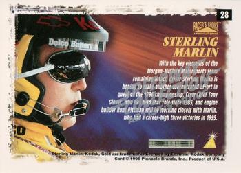 1996 Pinnacle Racer's Choice - Speedway Collection Artist's Proof #28 Sterling Marlin's Car Back