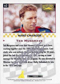1996 Pinnacle Racer's Choice - Speedway Collection #62 Ted Musgrave Back