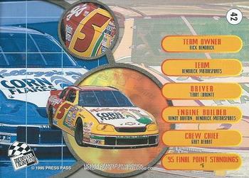 1996 Press Pass - Scorchers #42 Terry Labonte's Car Back