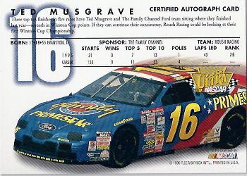 1996 Ultra Update - Autographs #NNO Ted Musgrave Back