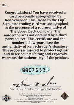 1996 Upper Deck Road to the Cup - Autographs #H16 Ken Schrader Back