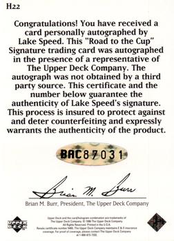 1996 Upper Deck Road to the Cup - Autographs #H22 Lake Speed Back