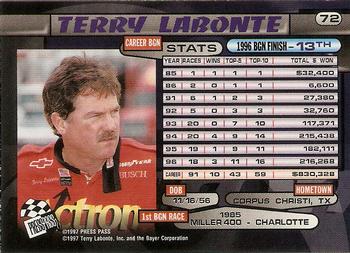 1997 Press Pass - Lasers #72 Terry Labonte Back