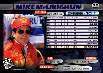 1997 Press Pass - Lasers #76 Mike McLaughlin Back