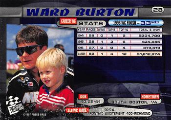 1997 Press Pass - Torquers #28 Ward Burton Back