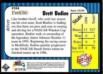 1998 Maxx 10th Anniversary #104 Brett Bodine Back