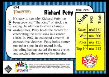 1998 Maxx 10th Anniversary #94 Richard Petty Back