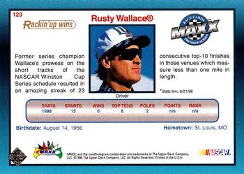 1998 Maxx 10th Anniversary #123 Rusty Wallace Back