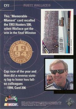 1998 Maxx 10th Anniversary - Card of the Year #CY7 Rusty Wallace Back