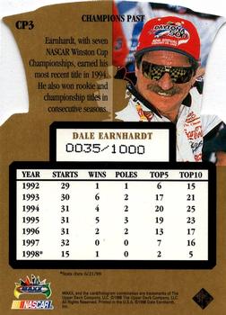 1998 Maxx 10th Anniversary - Champions Past Die Cuts #CP3 Dale Earnhardt Back