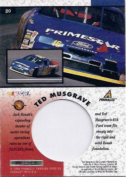 1998 Pinnacle Mint Collection - Die Cuts #20 Ted Musgrave's Car Back