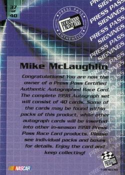 1998 Press Pass - Signings #37 Mike McLaughlin Back