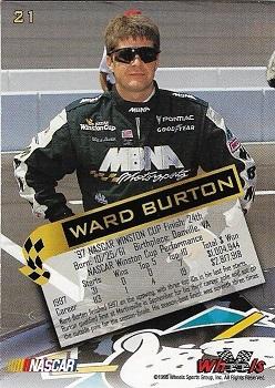1998 Wheels High Gear - First Gear #21 Ward Burton Back