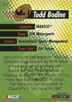 1998 Wheels High Gear - First Gear #56 Todd Bodine Back