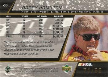 1999 Upper Deck Victory Circle - UD Exclusives #63 Bobby Hamilton Back